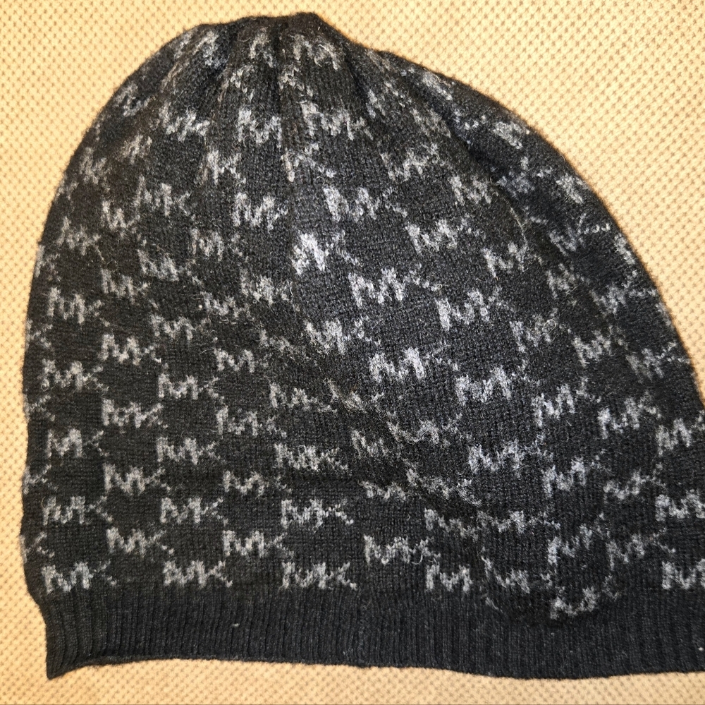Michael Kors Black and Gray Knit Beanie Hat